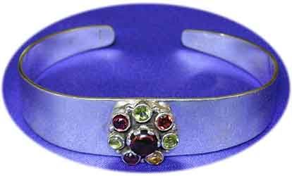 Armreif Sterling-Silber/Granat/Peridot
