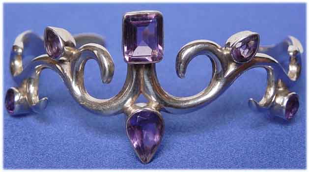 Designer Silber Armreif Amethyst