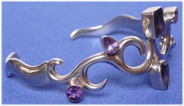 Designer Silber Armreif Amethyst
