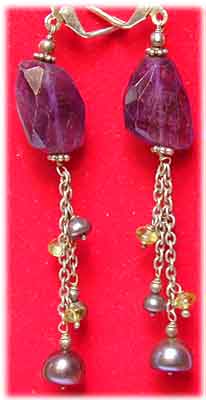 Amethyst/Perlen Ohrringe 